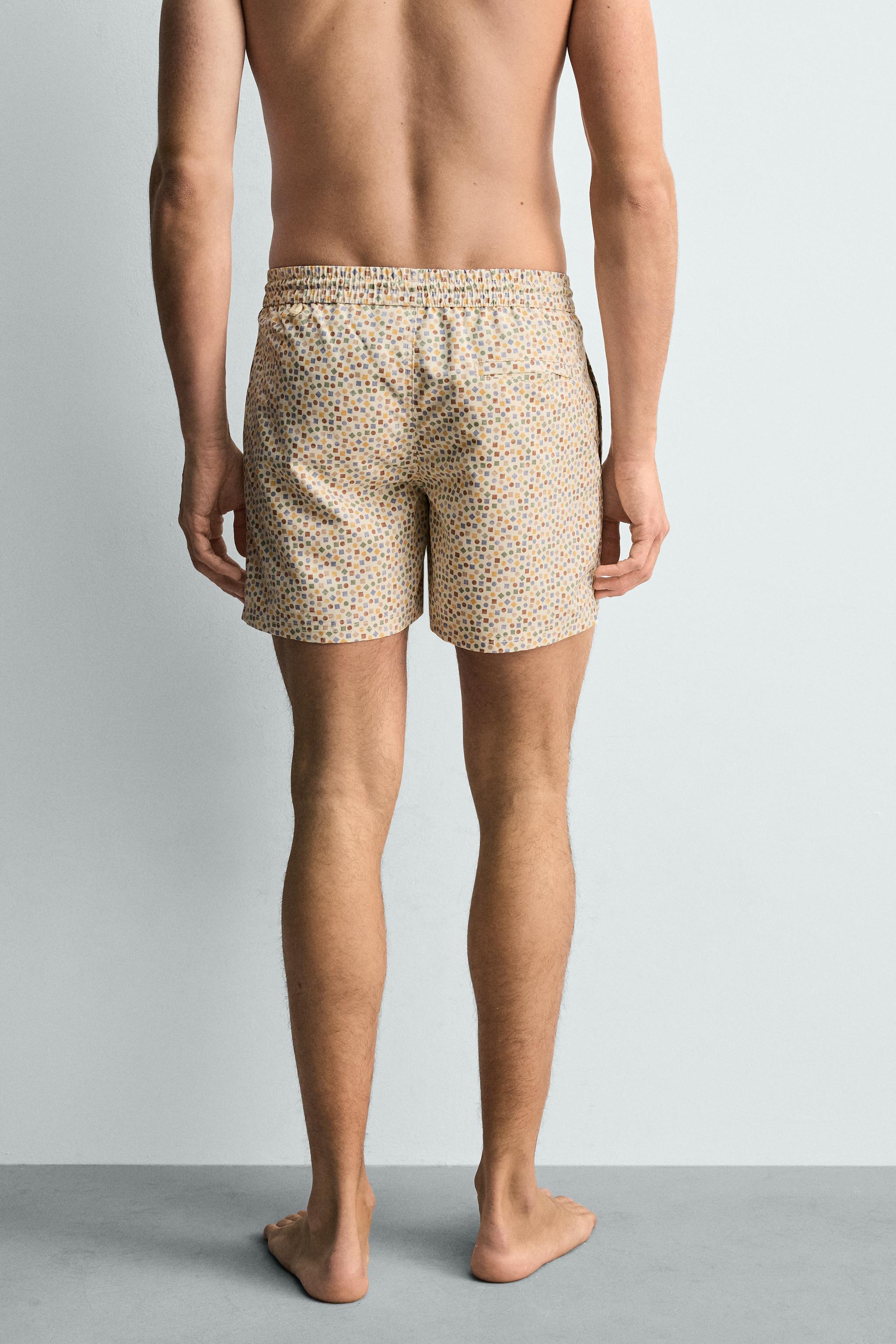 MID-LENGTH GEOMETRIC PRINT SWIMSUIT